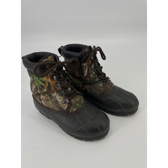 Magellan Camo Hunting Duck Boots Youth Size 4 Realtree Fishing Rain Mud Rubber - Picture 2 of 12